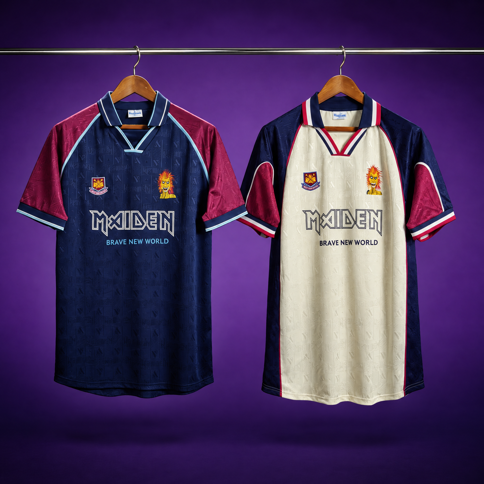 Iron Maiden Pair: West Ham 1999 Home + Away (2 shirts)