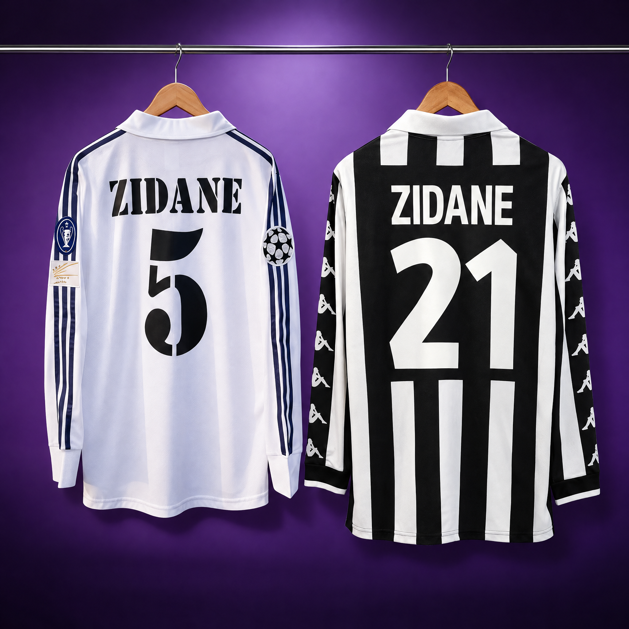 Zidane Pair: Real Madrid 2001/2002 + Juventus 1998/1999 (2 shirts)