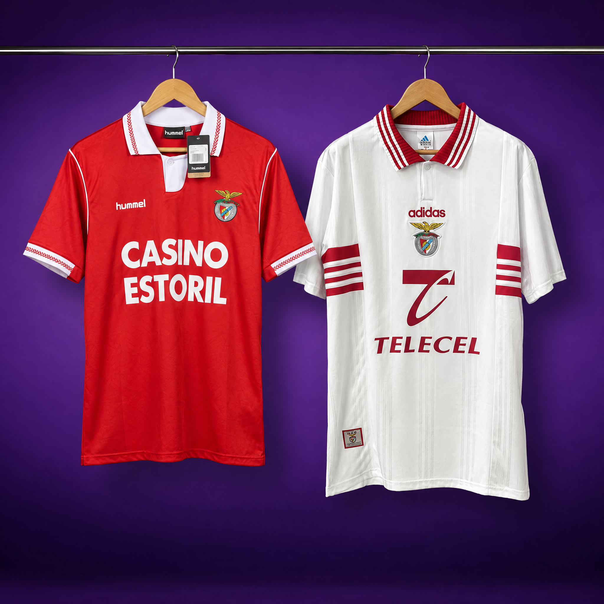 Benfica Pair: 1992/93 Home + 1998/99 Away (2 shirts)