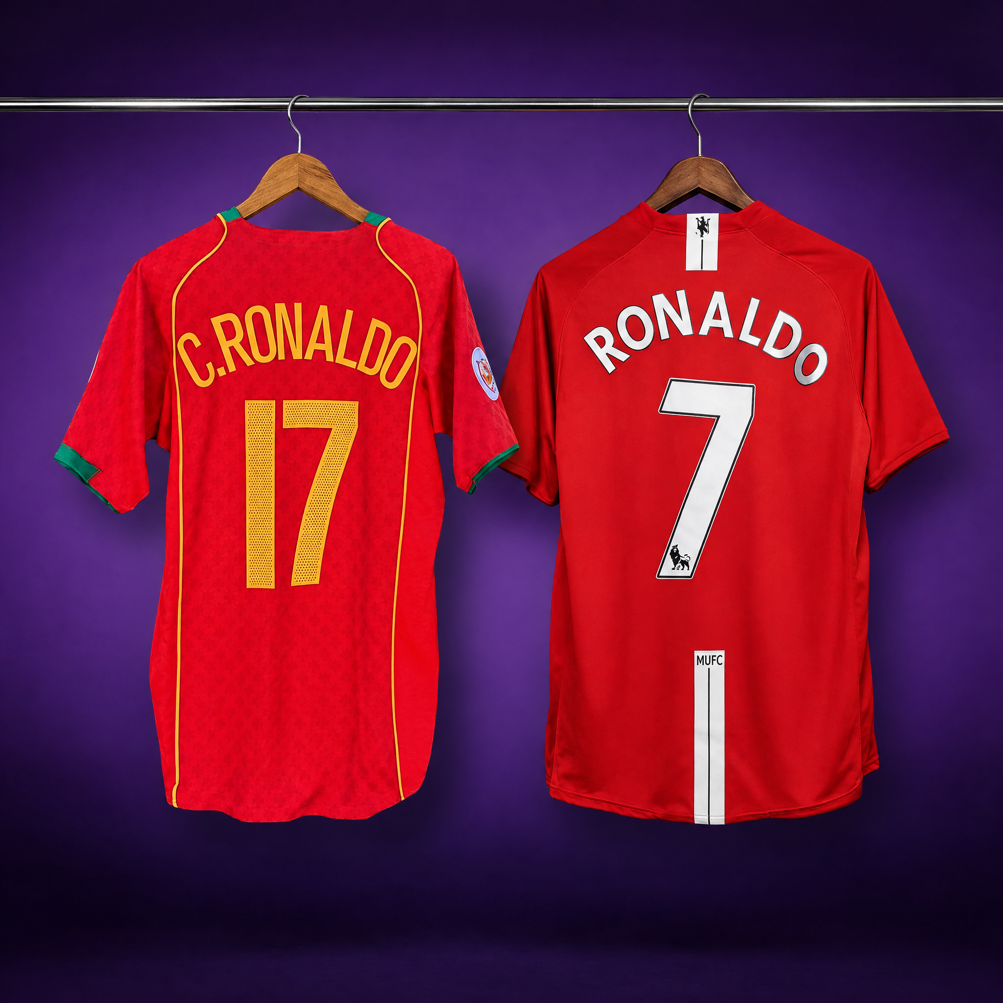 Cristiano Ronaldo Pair: Portugal 2004 Euro + Man Utd 2007/2008 (2 shirts)