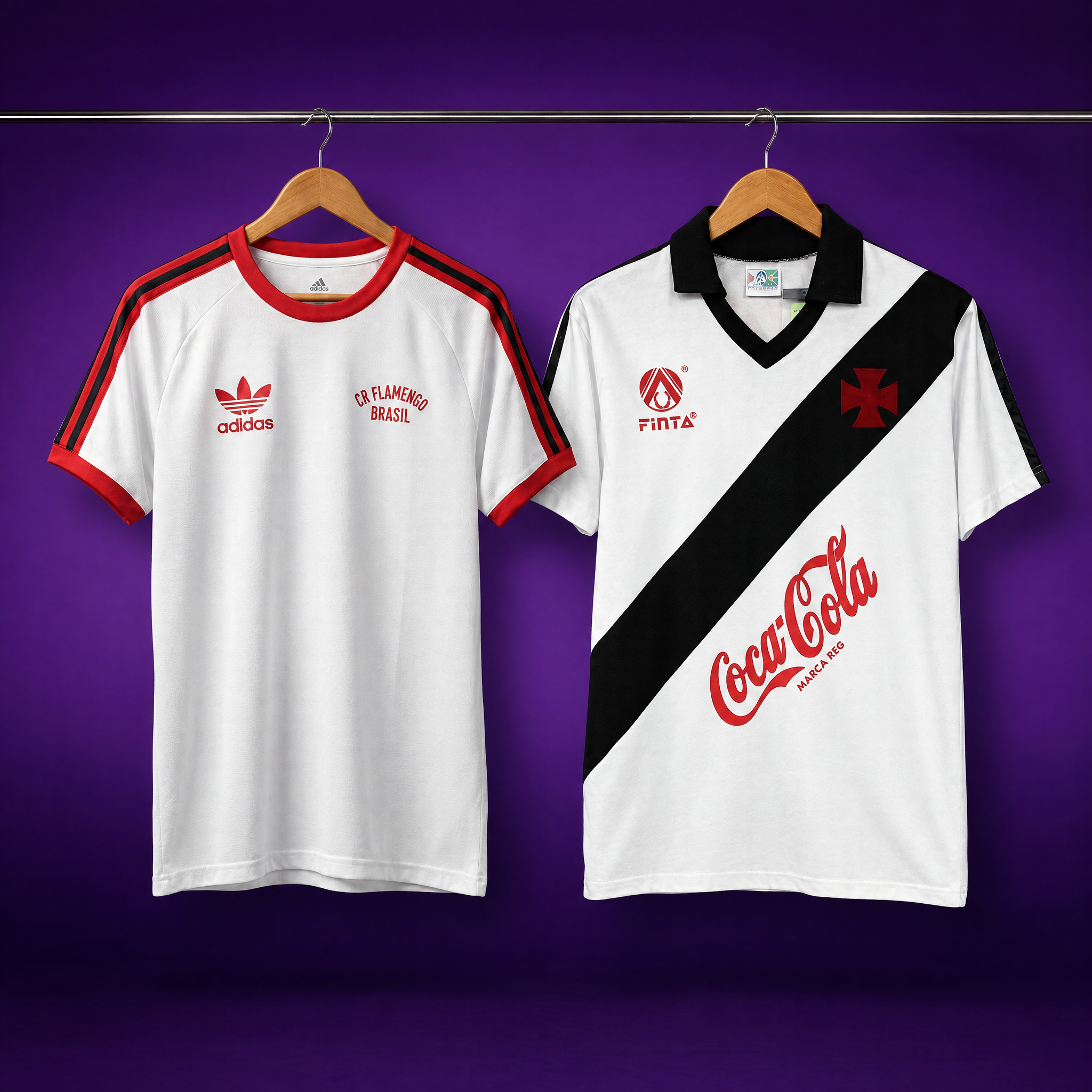 Brazilian Clubs Pair: Flamengo 1981 Away + Vasco da Gama 1988/89 (2 shirts)