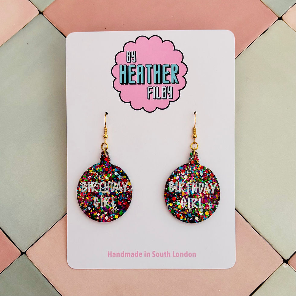 Thumbnail: 🎂 Rainbow Bauble "Birthday Girl" Glitter Earrings