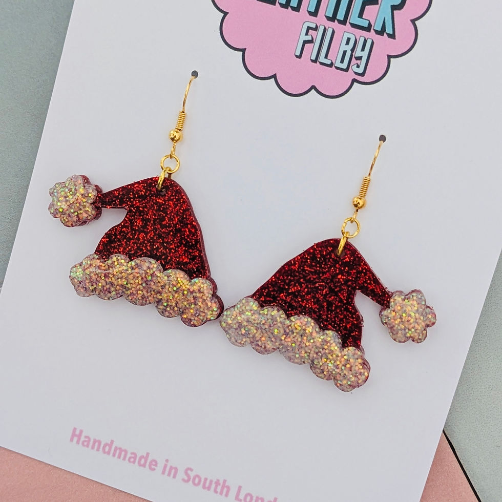 Thumbnail: Red and White Glitter Santa Hat Earrings