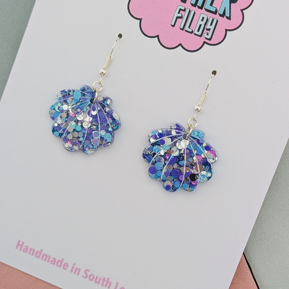 Thumbnail: Glitter resin mini shell earrings