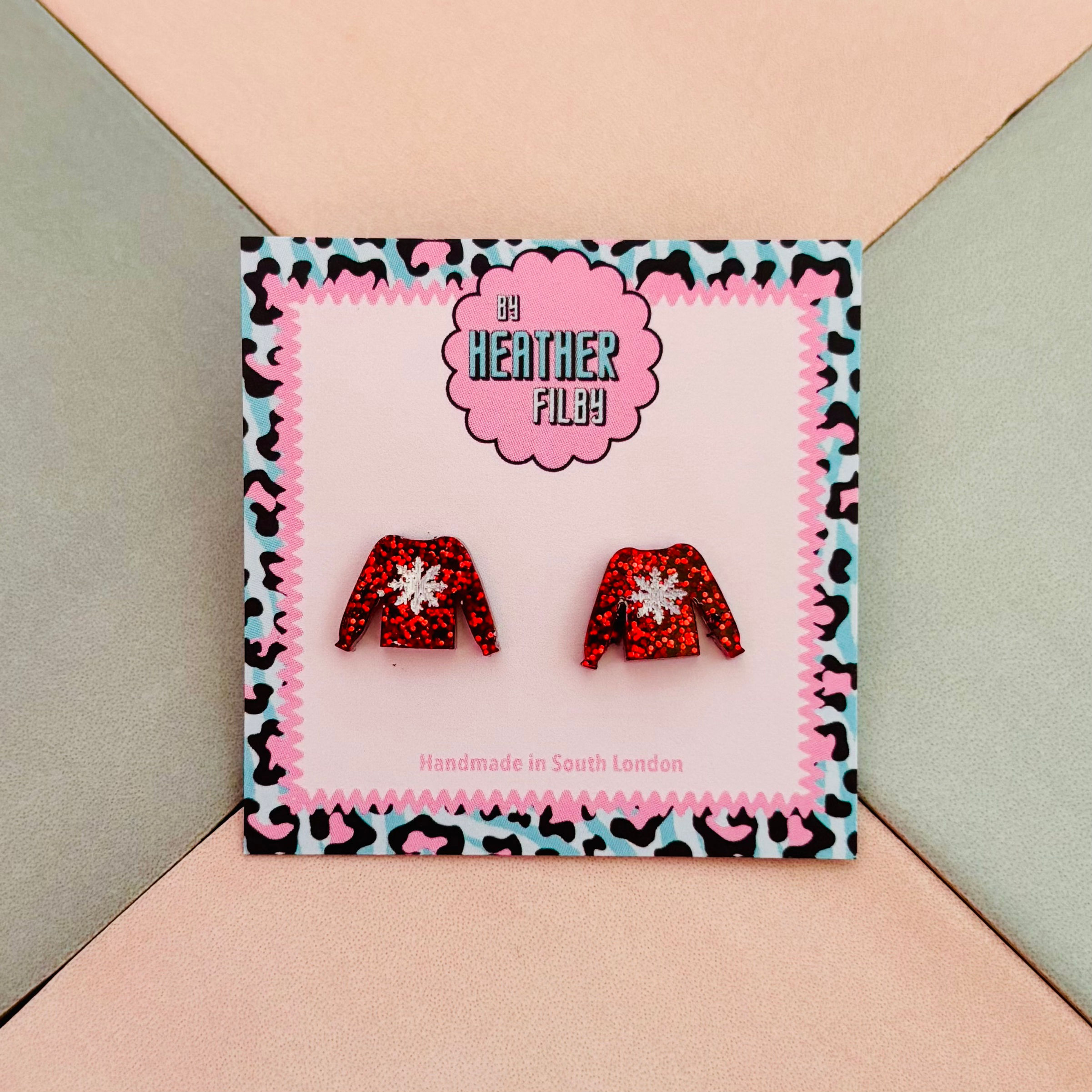 🧶 Christmas Jumper Glitter Stud Earrings