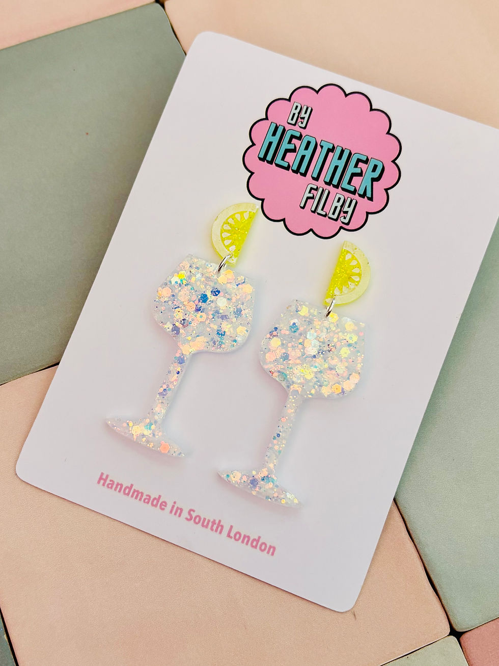 Thumbnail: 🍋‍🟩 Gin Glass Glitter Statement Earrings