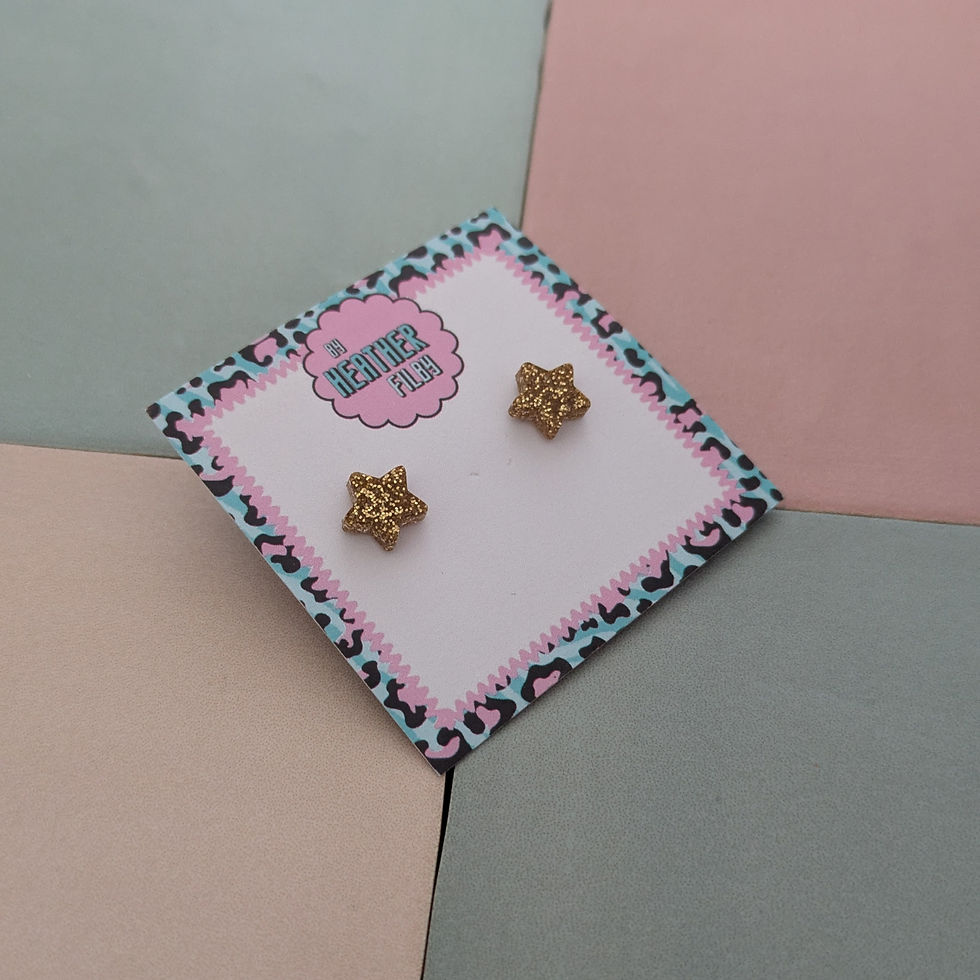 Thumbnail: Gold Star Glitter Resin Stud Earrings