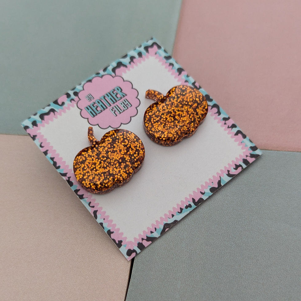 Thumbnail: Pumpkin Glitter Resin Stud Earrings