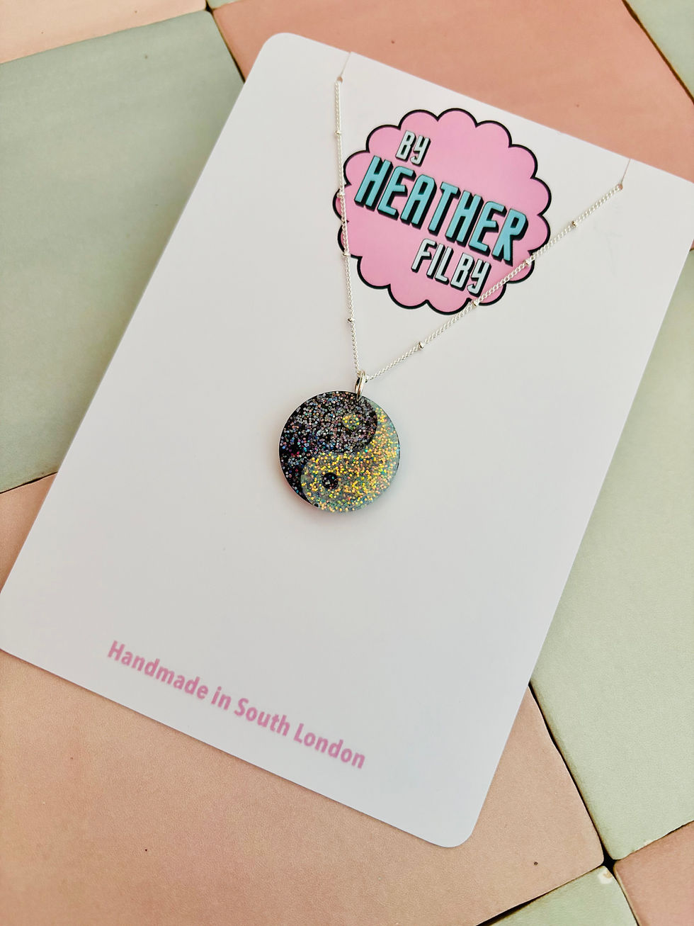 Thumbnail: 🖤🤍 Yin Yang Glitter Charm Necklace