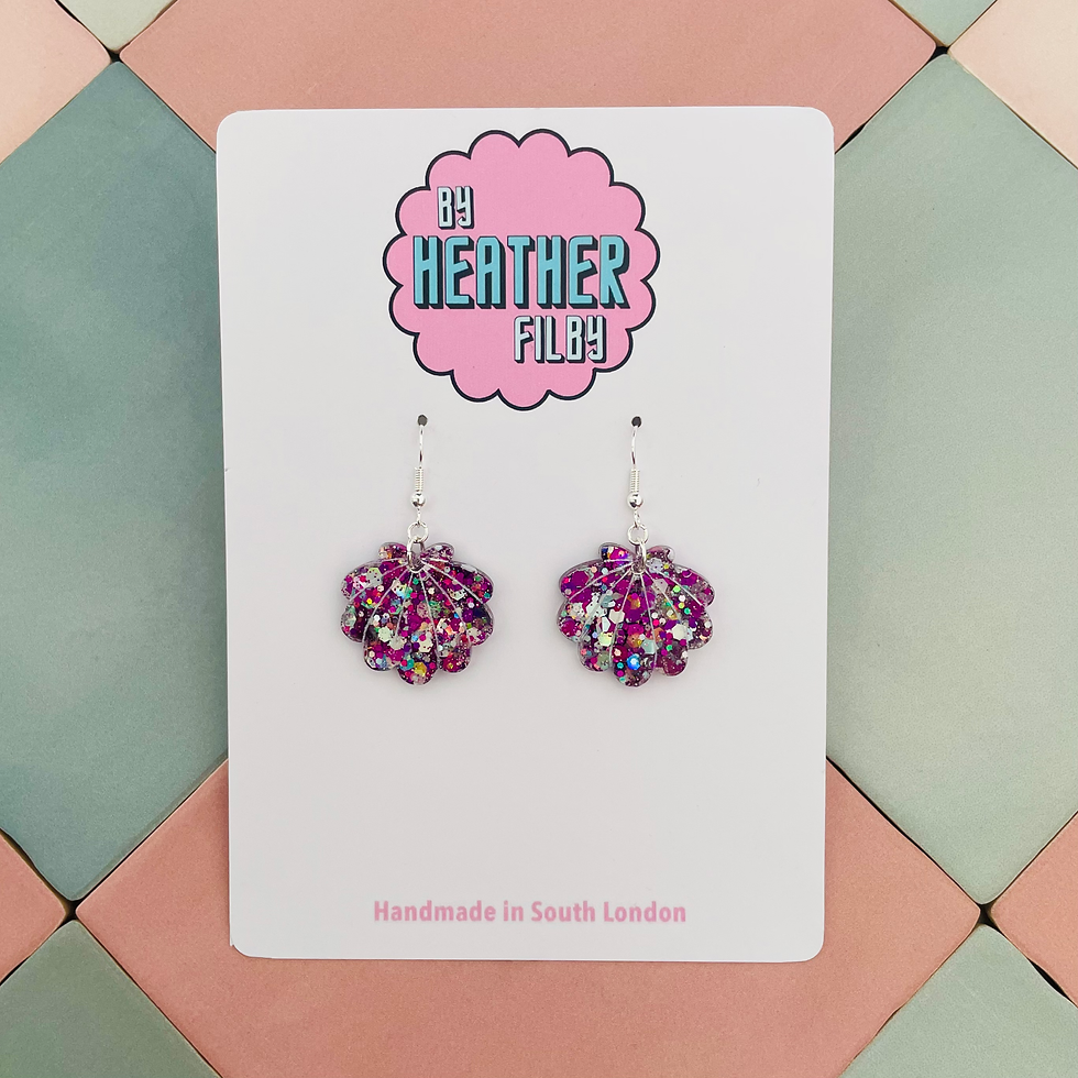 Thumbnail: Glitter resin mini shell earrings