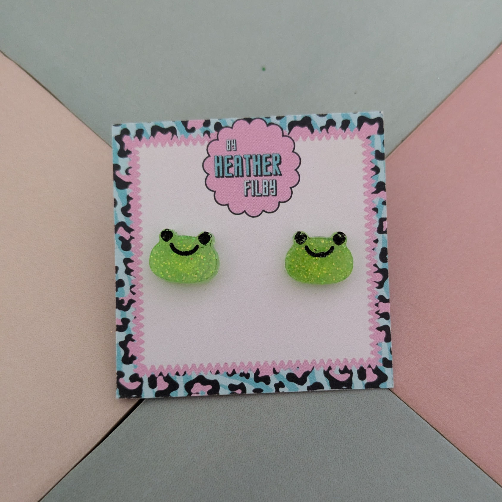 Frog Glitter Resin Stud Earrings