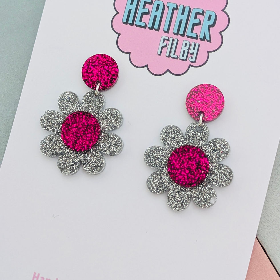 Thumbnail: Glitter daisy flower earrings
