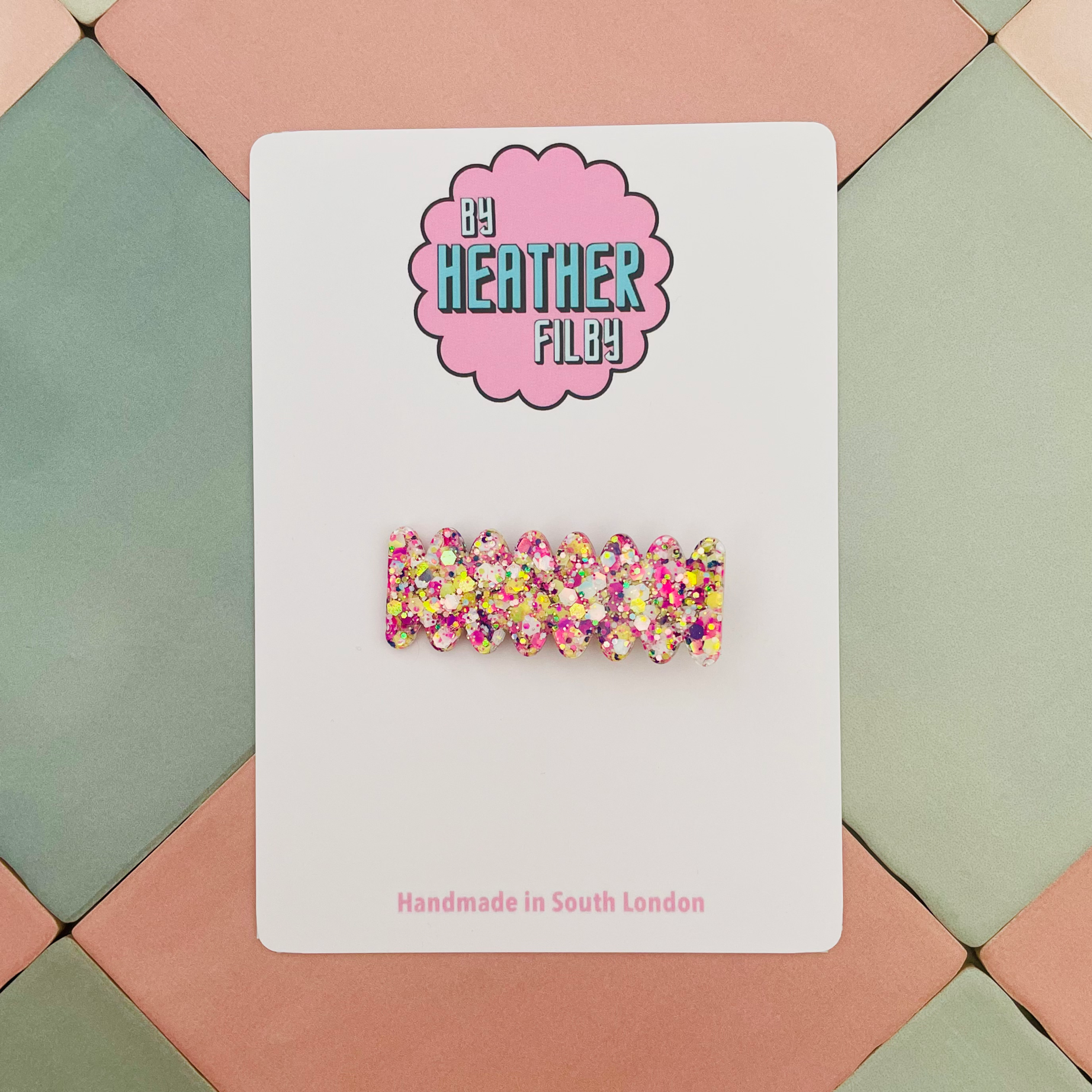 Multicoloured Glitter Resin Hair Clip