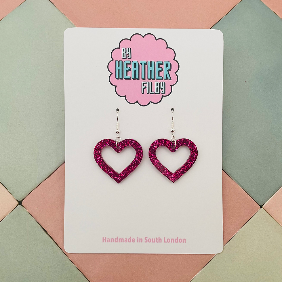 Small Heart Glitter Earrings