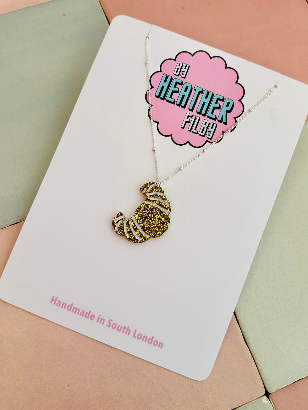 Thumbnail: 🥐 Croissant Glitter Charm Necklace