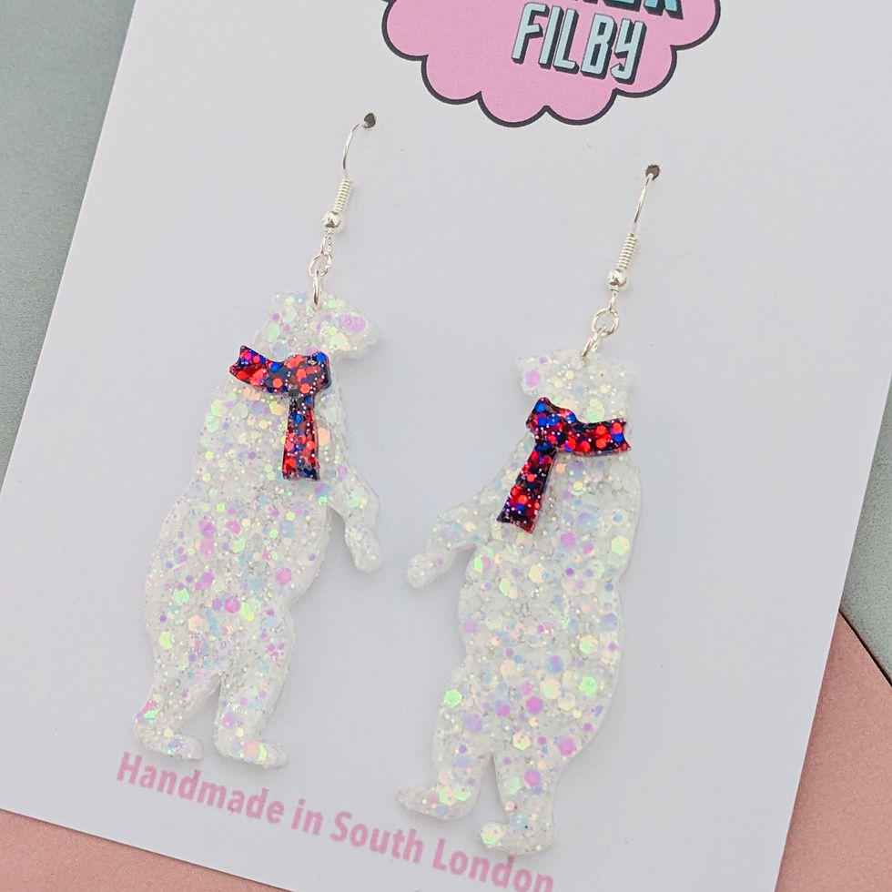 Thumbnail: Polar Bear Glitter Resin Earrings