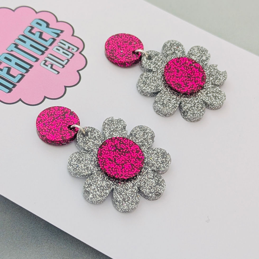 Thumbnail: Glitter daisy flower earrings