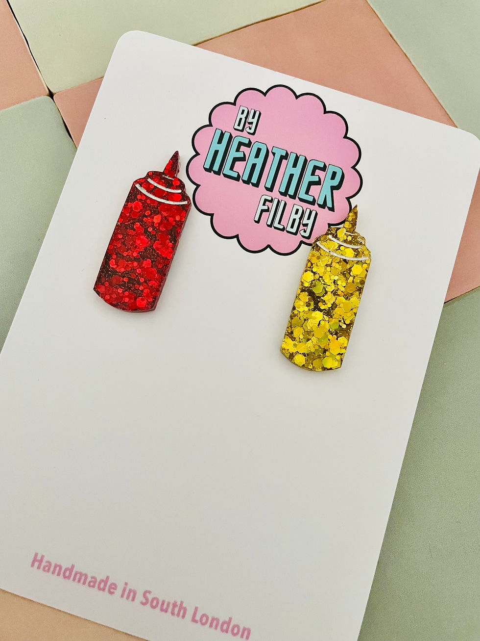 Thumbnail: ❤️💛 The Ketchup and Mustard Glitter Statement Earrings