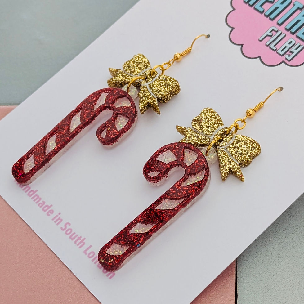 Thumbnail: Candy Cane Glitter Christmas Earrings