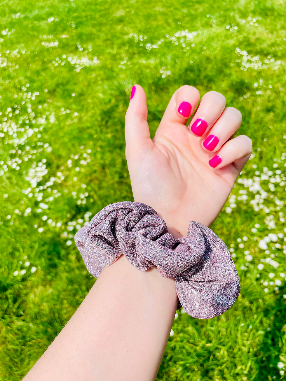 Thumbnail: Lilac glitter handmade sparkly scrunchie