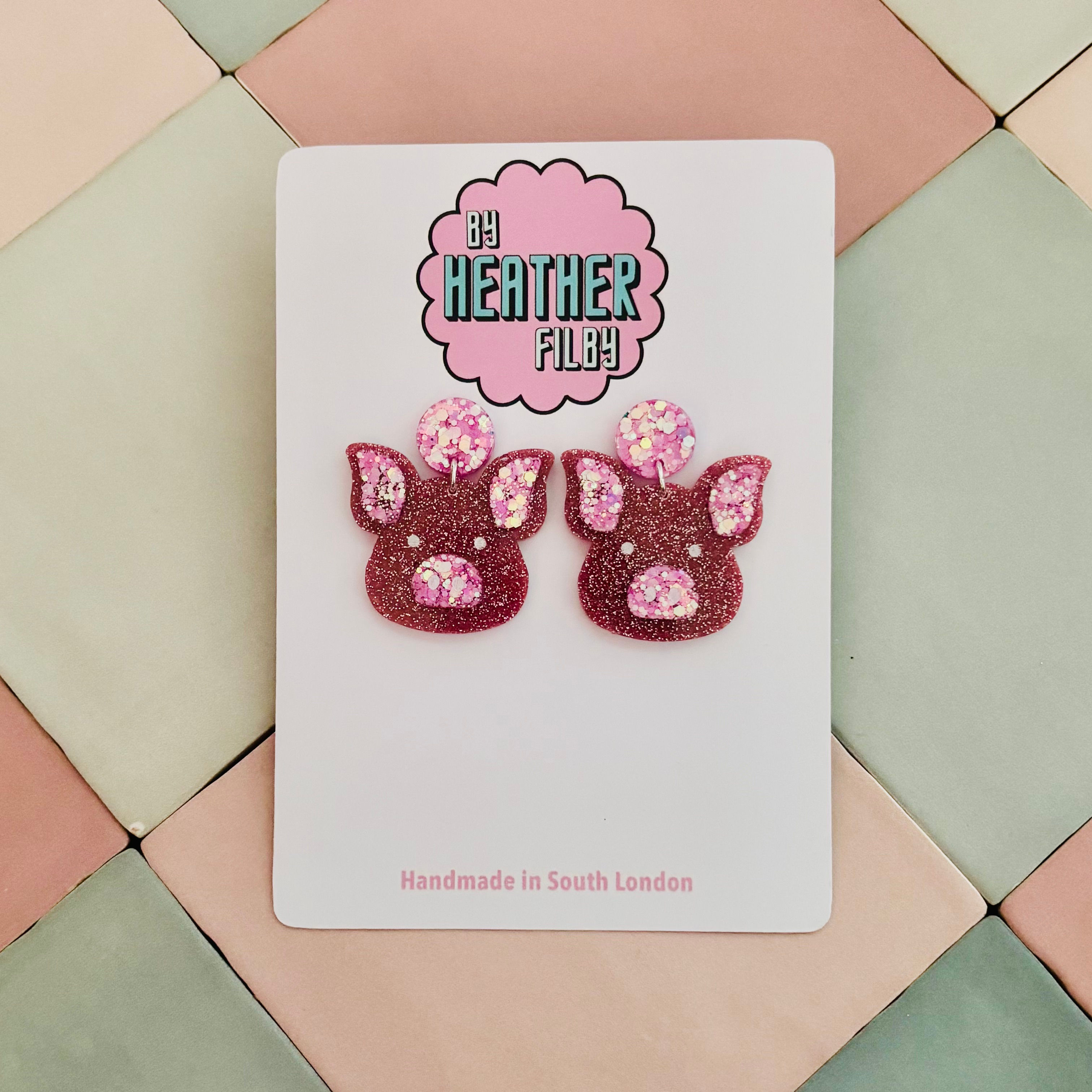 🐷 The Glitter Piggy Statement Earrings
