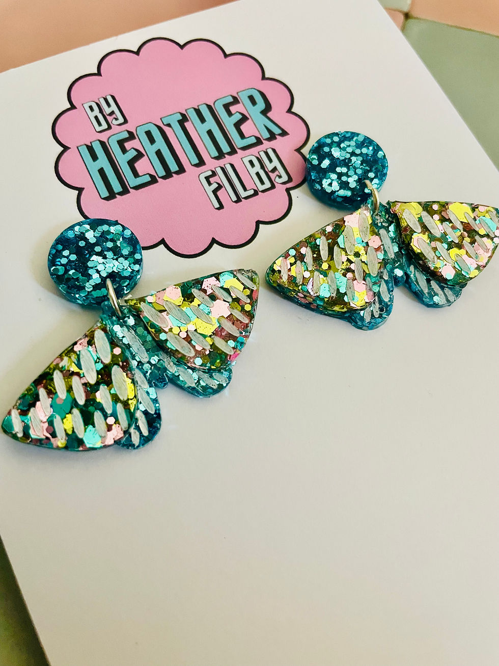 Thumbnail: 🦋 Moth Glitter Resin Earrings