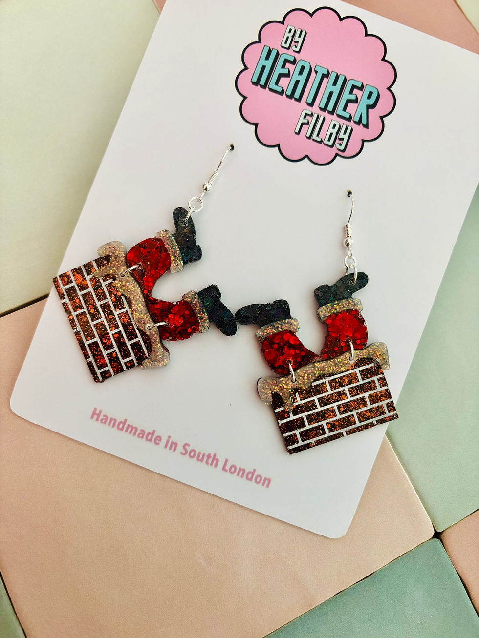 Thumbnail: 🎅 Santa Stuck in the Chimney Glitter Earrings