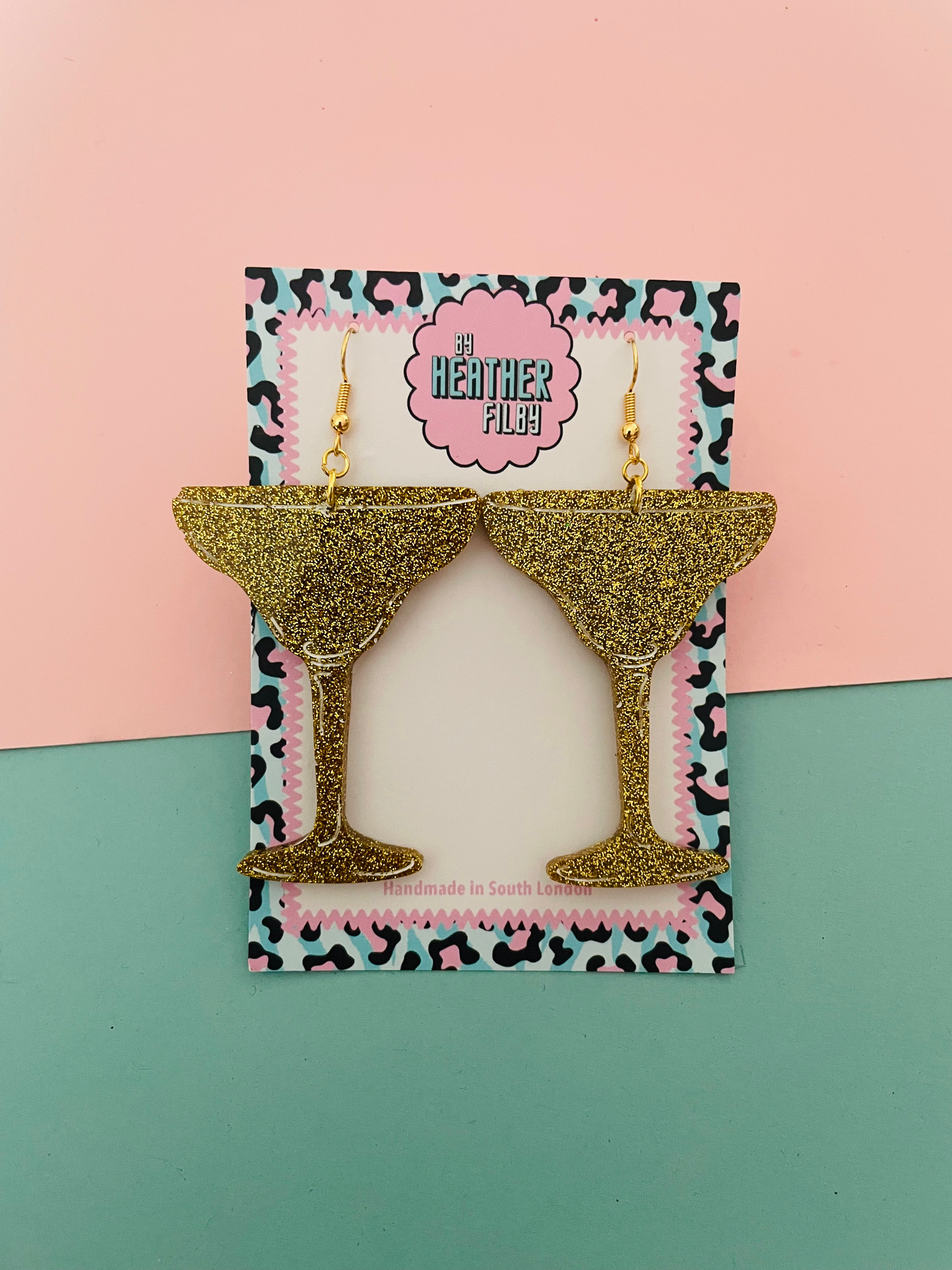 Margarita Glass Glitter Resin Earrings