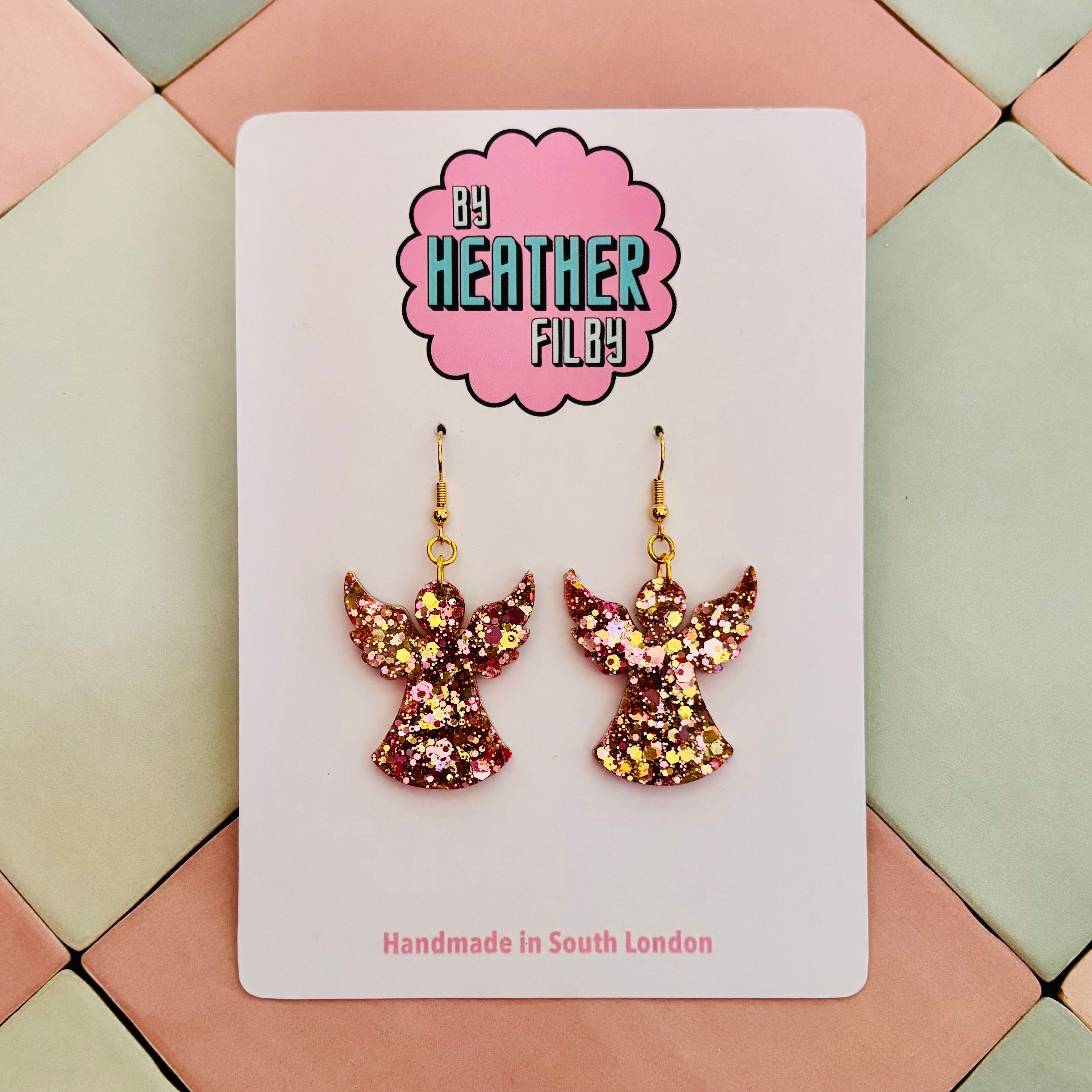 Christmas Angel Glitter Earrings