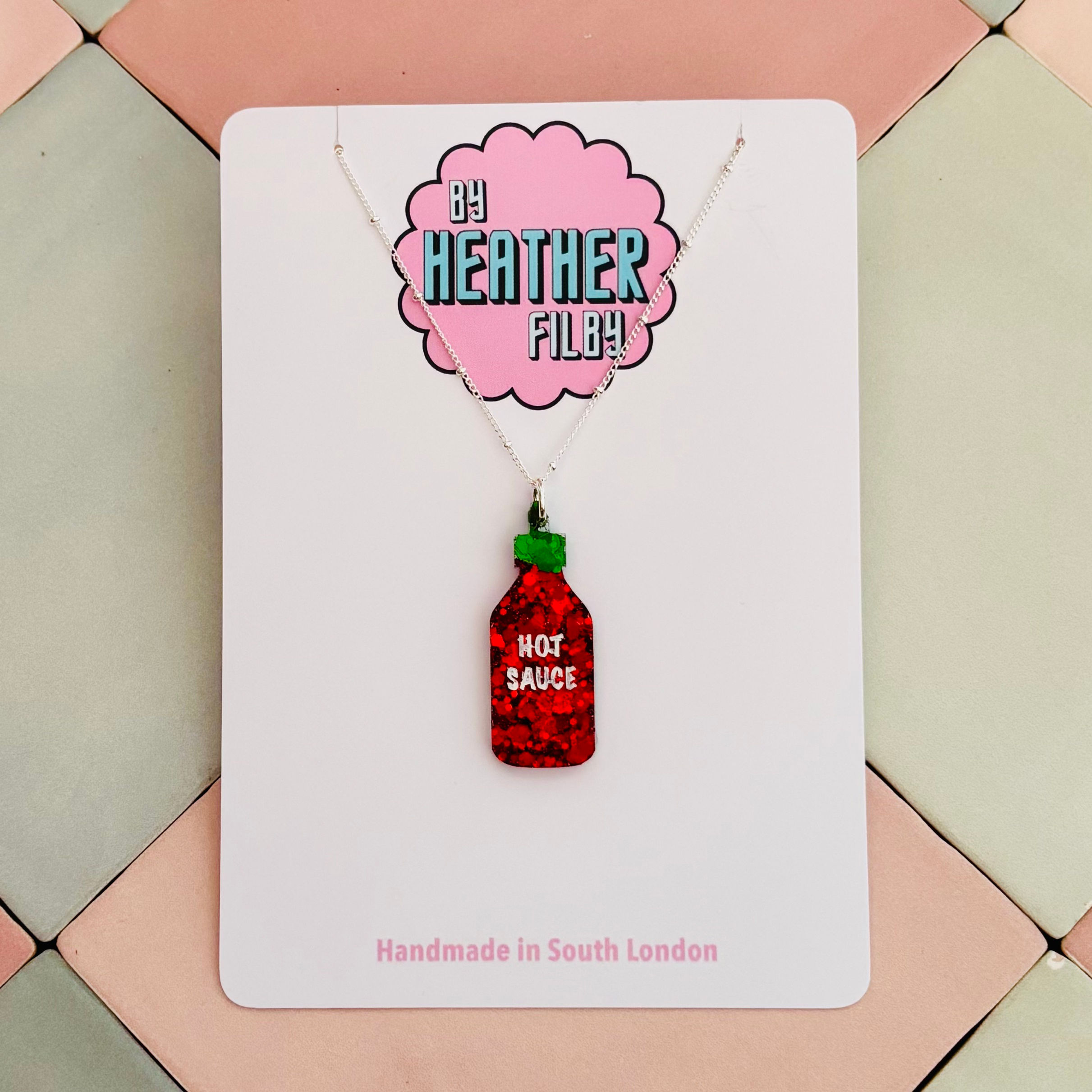 🌶️ Hot Sauce Glitter Charm Necklace