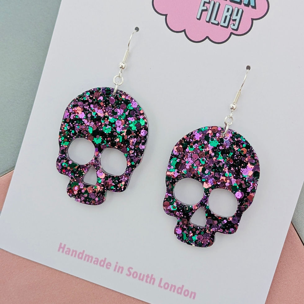 Thumbnail: Glitter Skull Resin Earrings