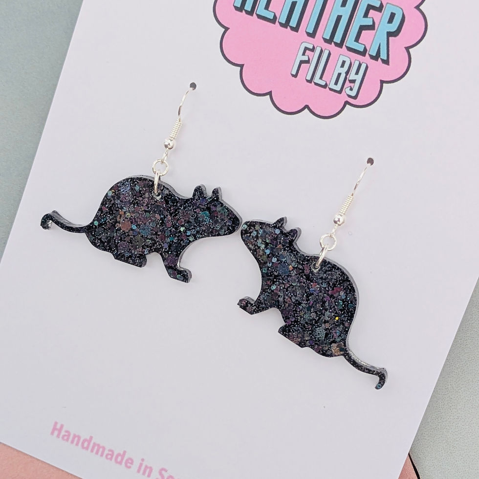 Thumbnail: Glitter Rat Halloween Earrings