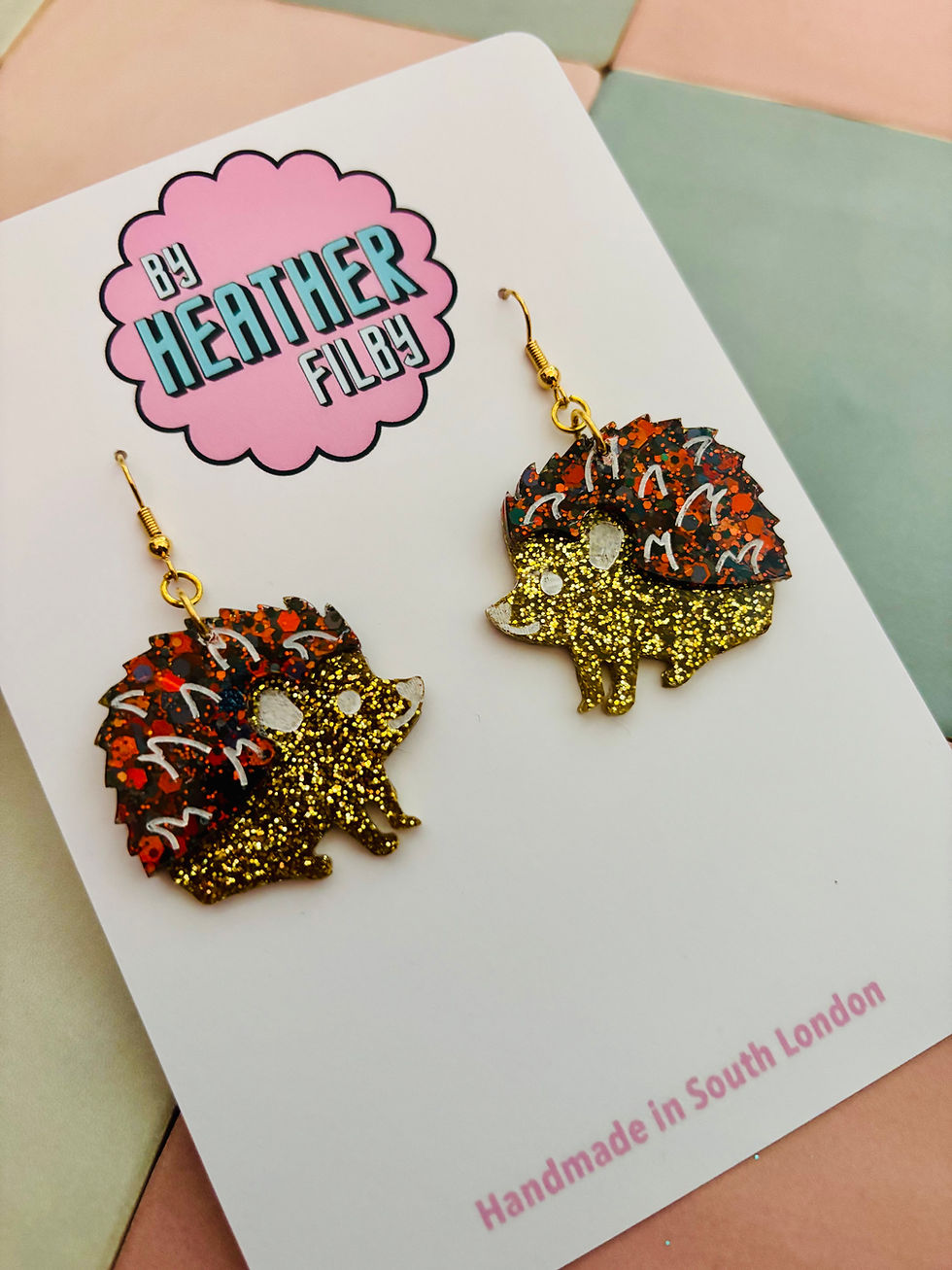 Thumbnail: 🦔 Hedgehog Glitter Resin Earrings