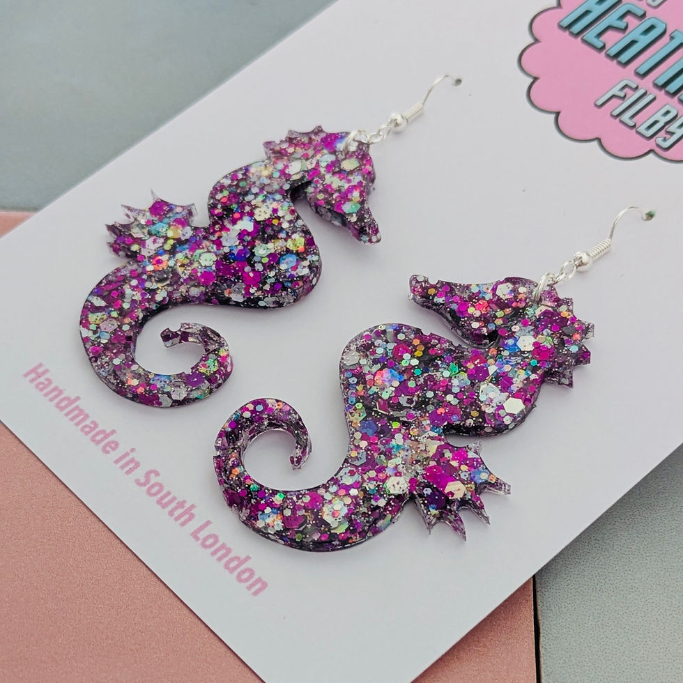 Thumbnail: Large Seahorse Glitter Earrings