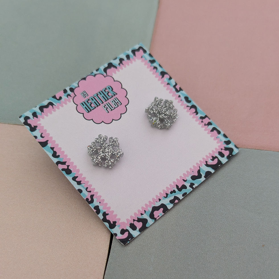 Thumbnail: Silver Snowflake Glitter Resin Stud Earrings