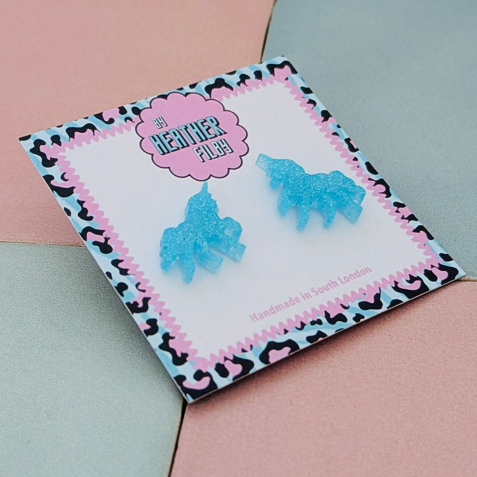 Thumbnail: Blue Glitter Unicorn Studs