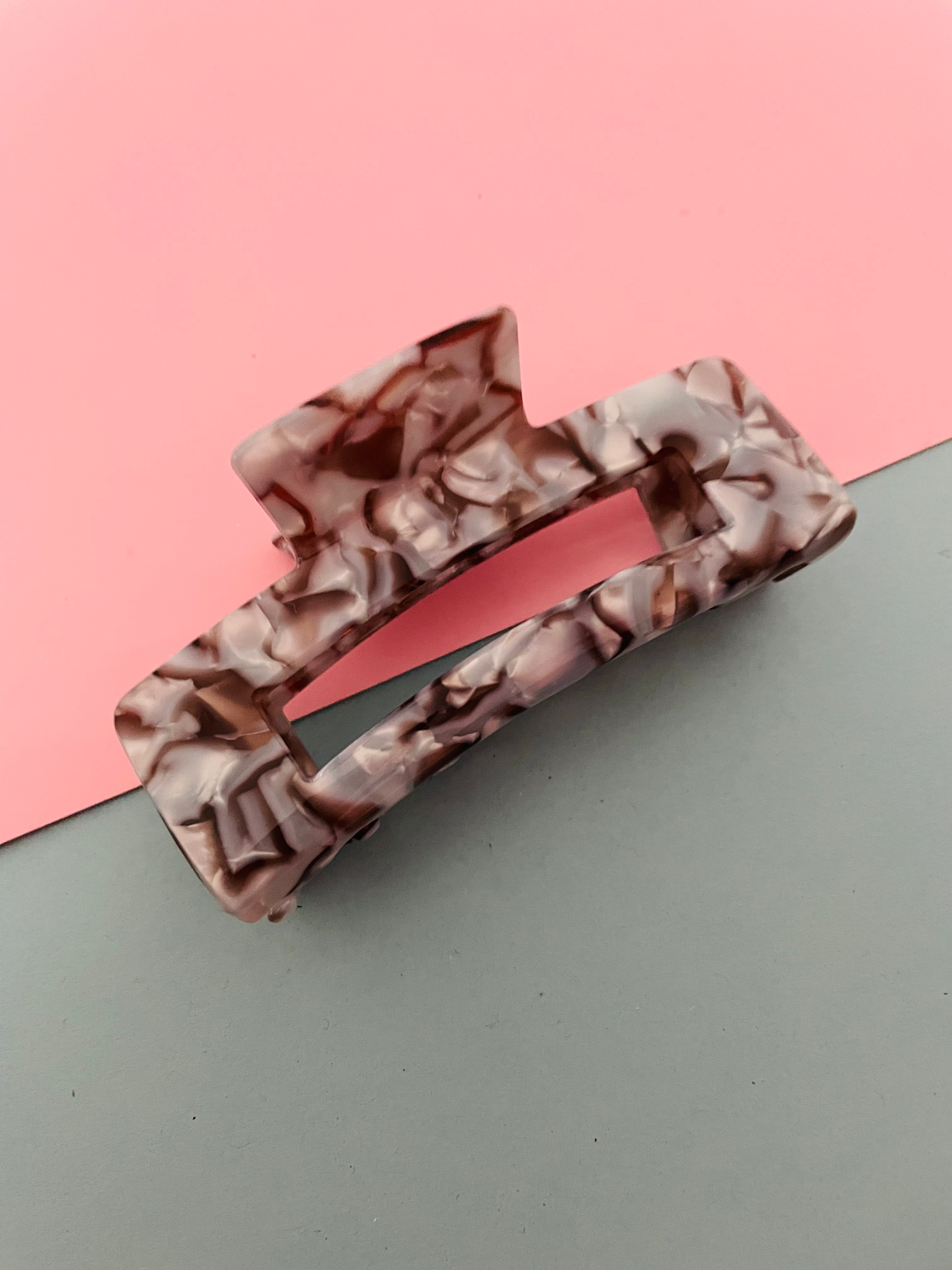 Large Grey Pastel Marble Effect Hair Claw