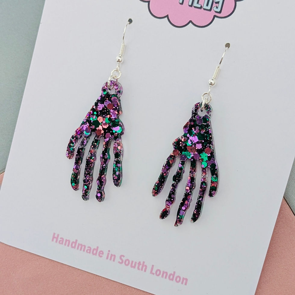 Thumbnail: Skeleton Hand Halloween Earrings