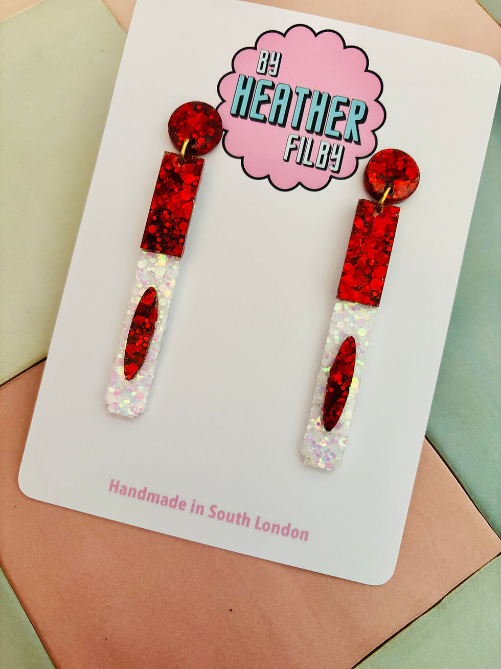 Thumbnail: 🖍️ Red Felt Tip Pen Glitter Earrings - BHF-MIS061