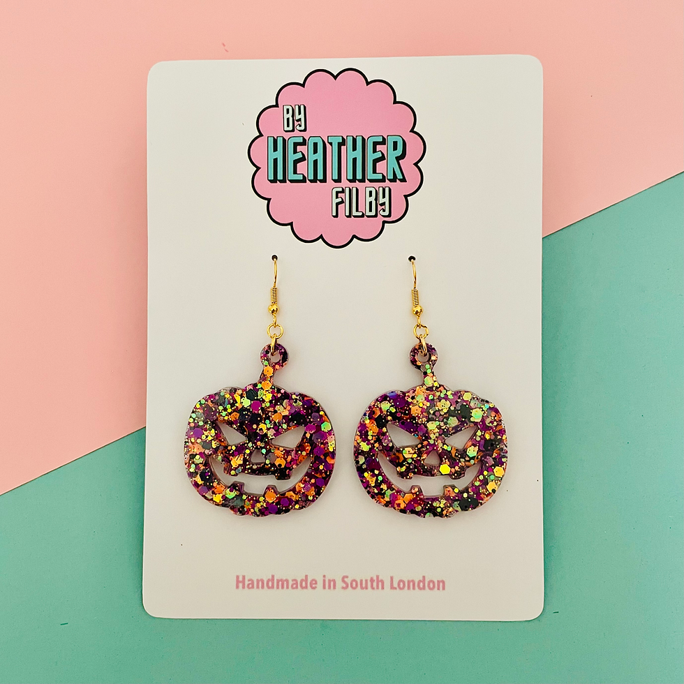 Orange Glitter Pumpkin Earrings
