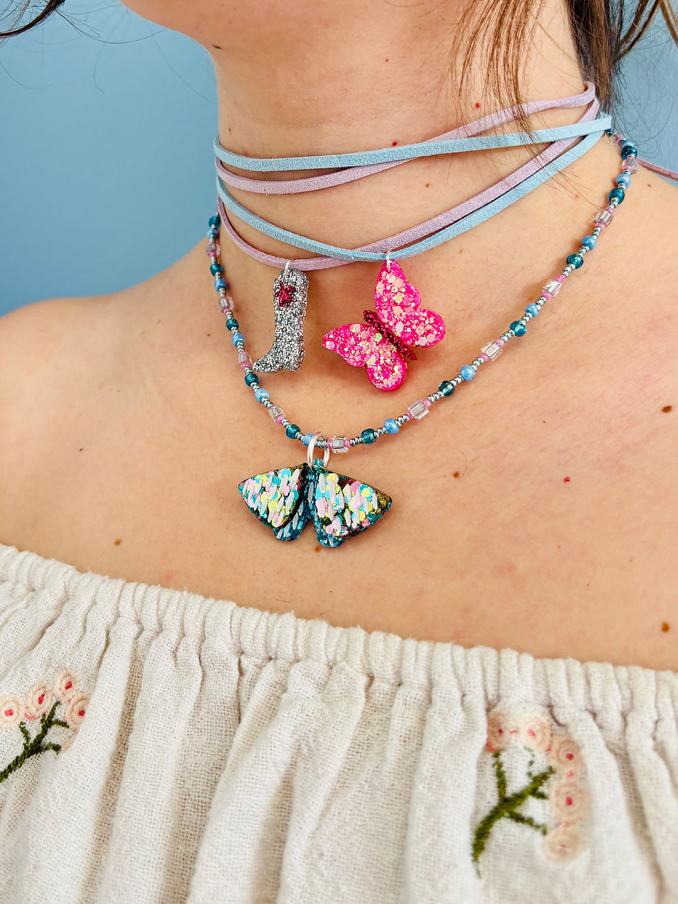 Thumbnail: ✨ Silver & Pink Cowboy Boot Charm Necklace