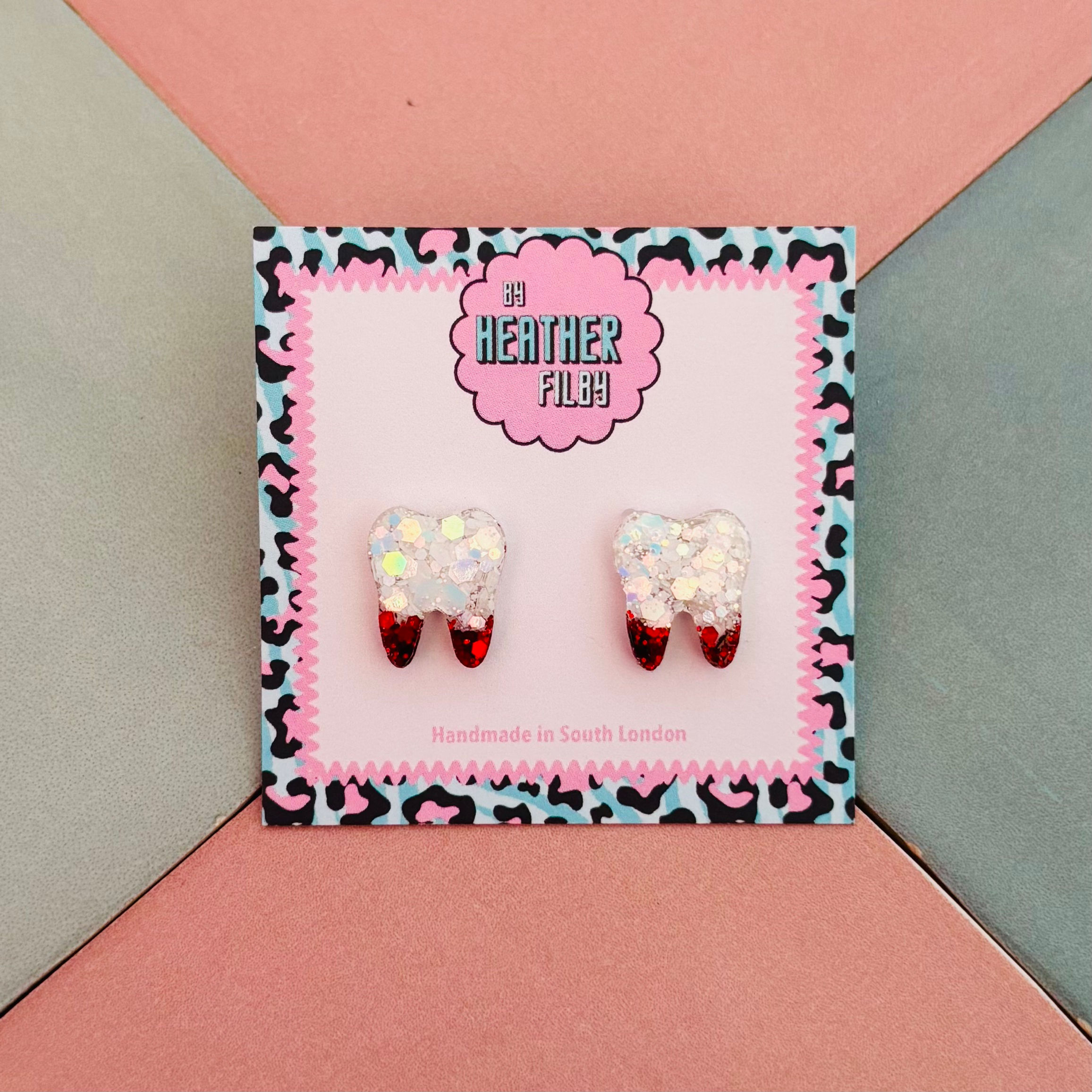 🦷 Pulled Tooth Halloween Glitter Studs