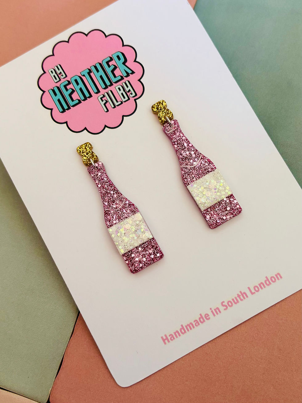 Thumbnail: 🍾 Pink Prosecco Glitter Statement Earrings
