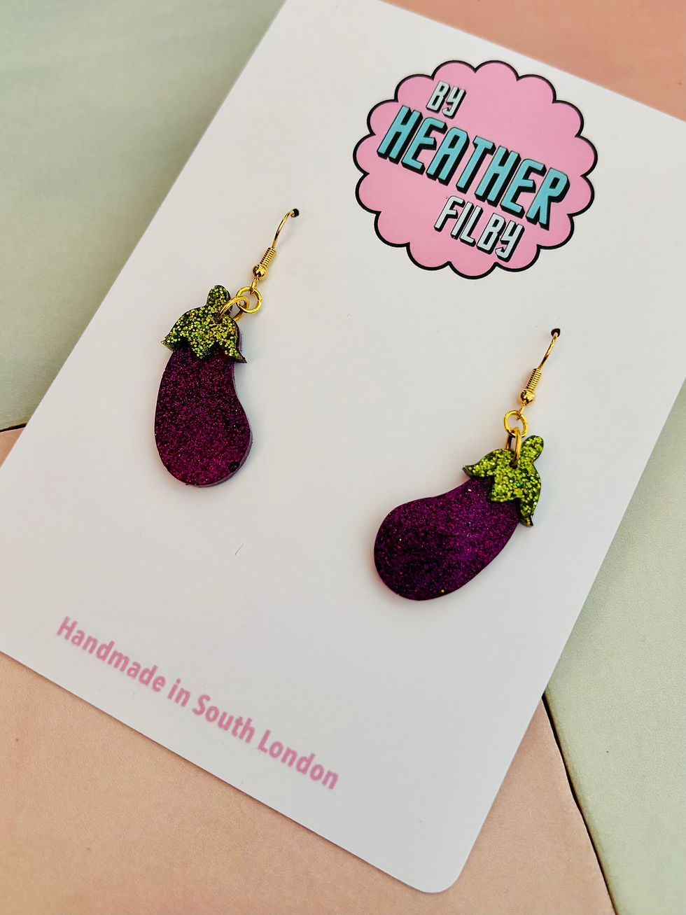 Thumbnail: 🍆 The Purple Aubergine Glitter Statement Earrings