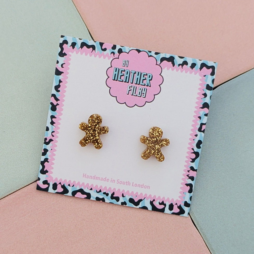 Thumbnail: Gold Glitter Gingerbread Christmas Earrings