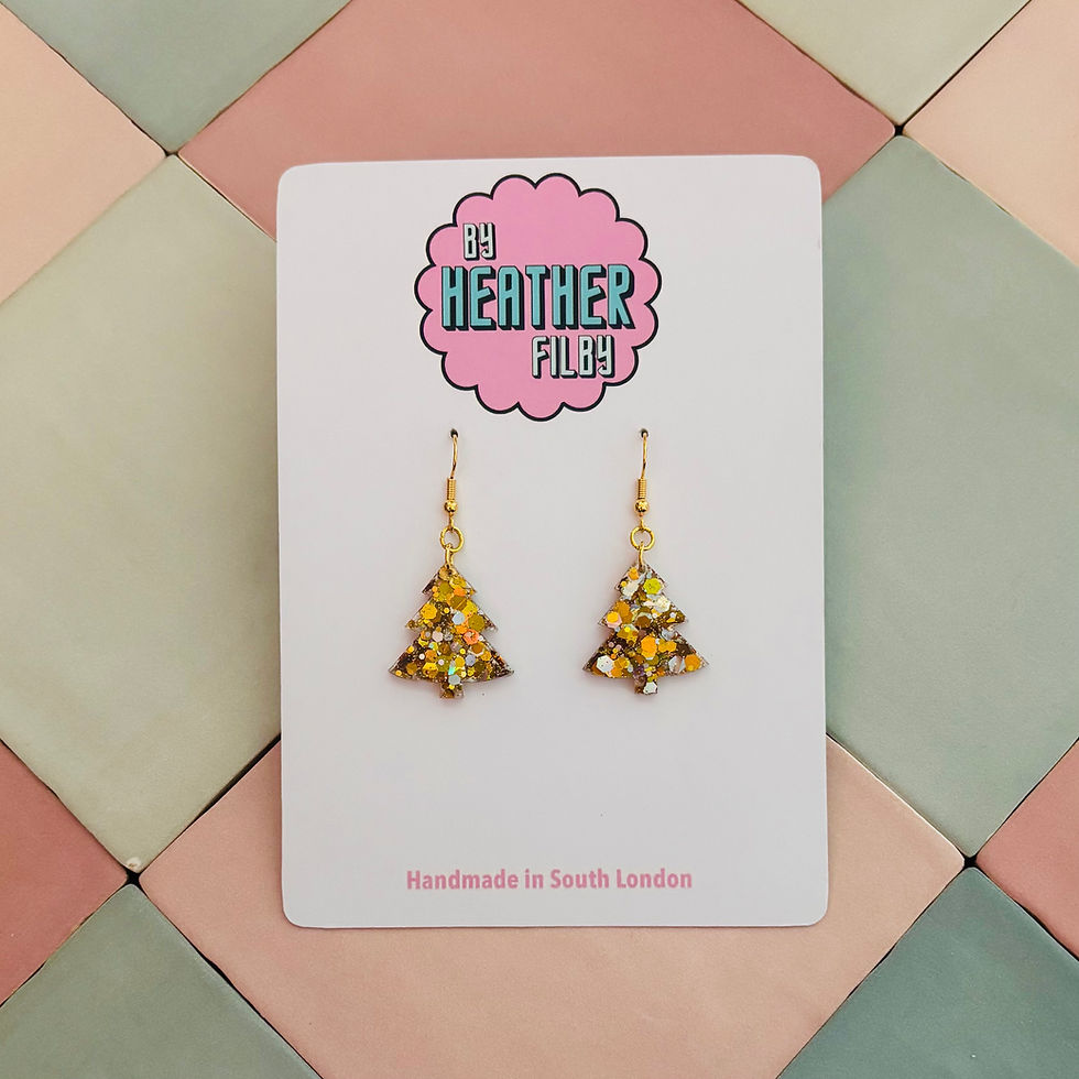 Thumbnail: ❄️ Silver & Gold Christmas Tree Glitter Resin Earrings
