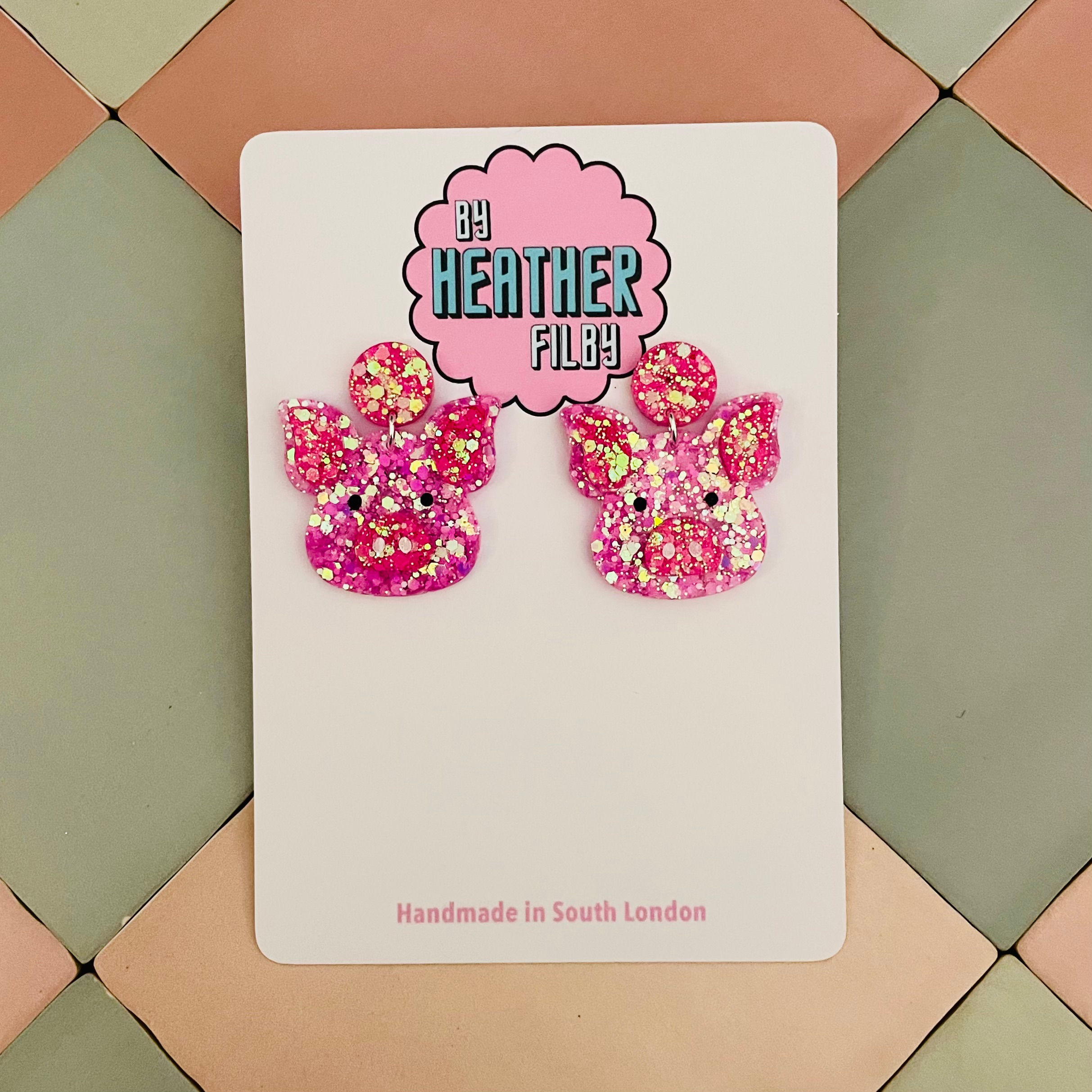 Pig Glitter Resin Earrings