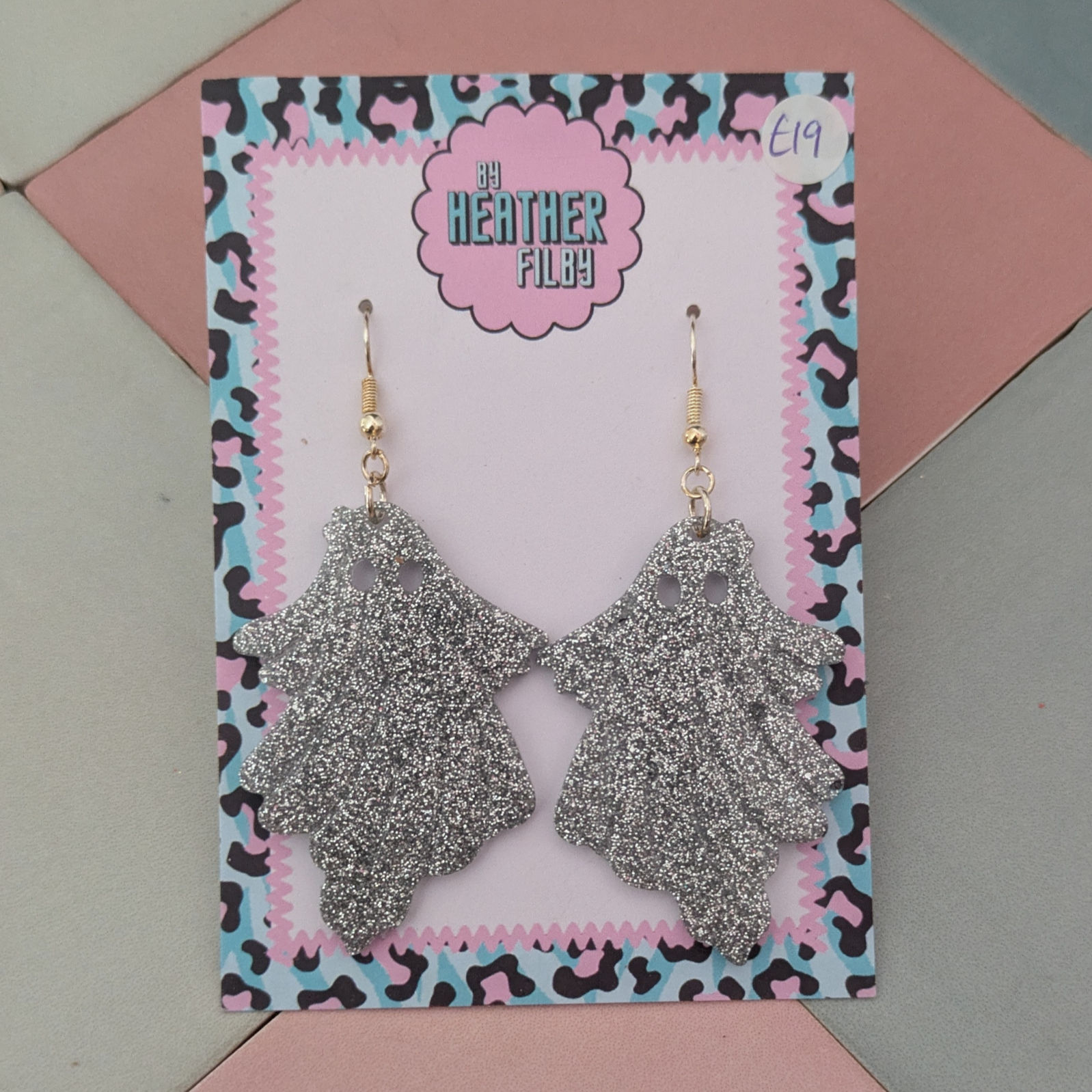 Silver Ghost Glitter Resin Earring