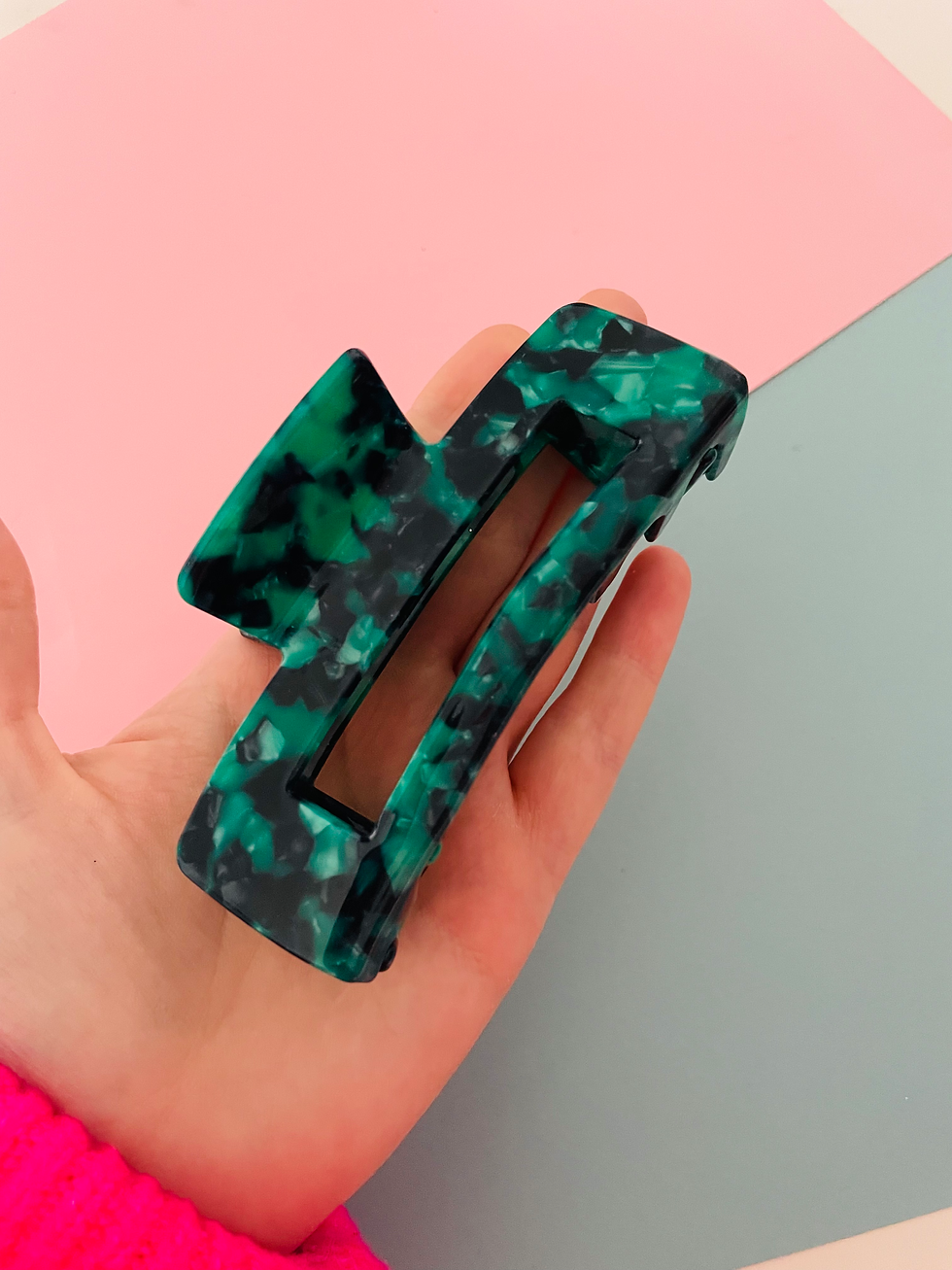 Thumbnail: Large Emerald Green Marble Effect Hair Claw