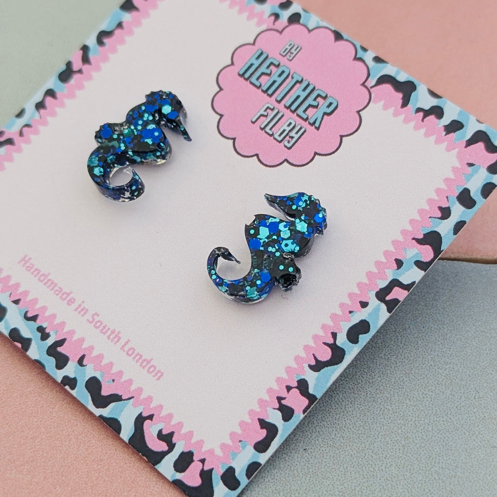 Thumbnail: Seahorse Glitter Stud Earrings
